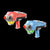 Two toy laser guns labeled 'Laser X' on a black background